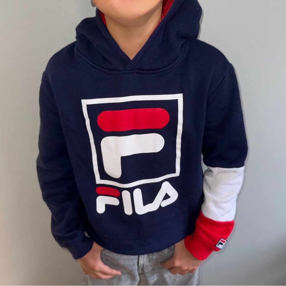 Fila Kids Hoodie in Navy with Red and White Details